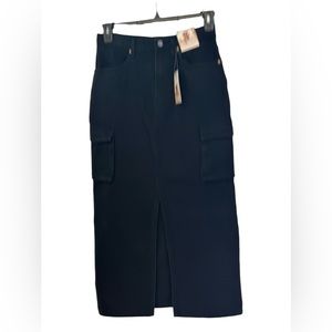 Sincerely Jules Women’s Black Cargo Jean Skirt Junior Size 9 Slit Front Maxi